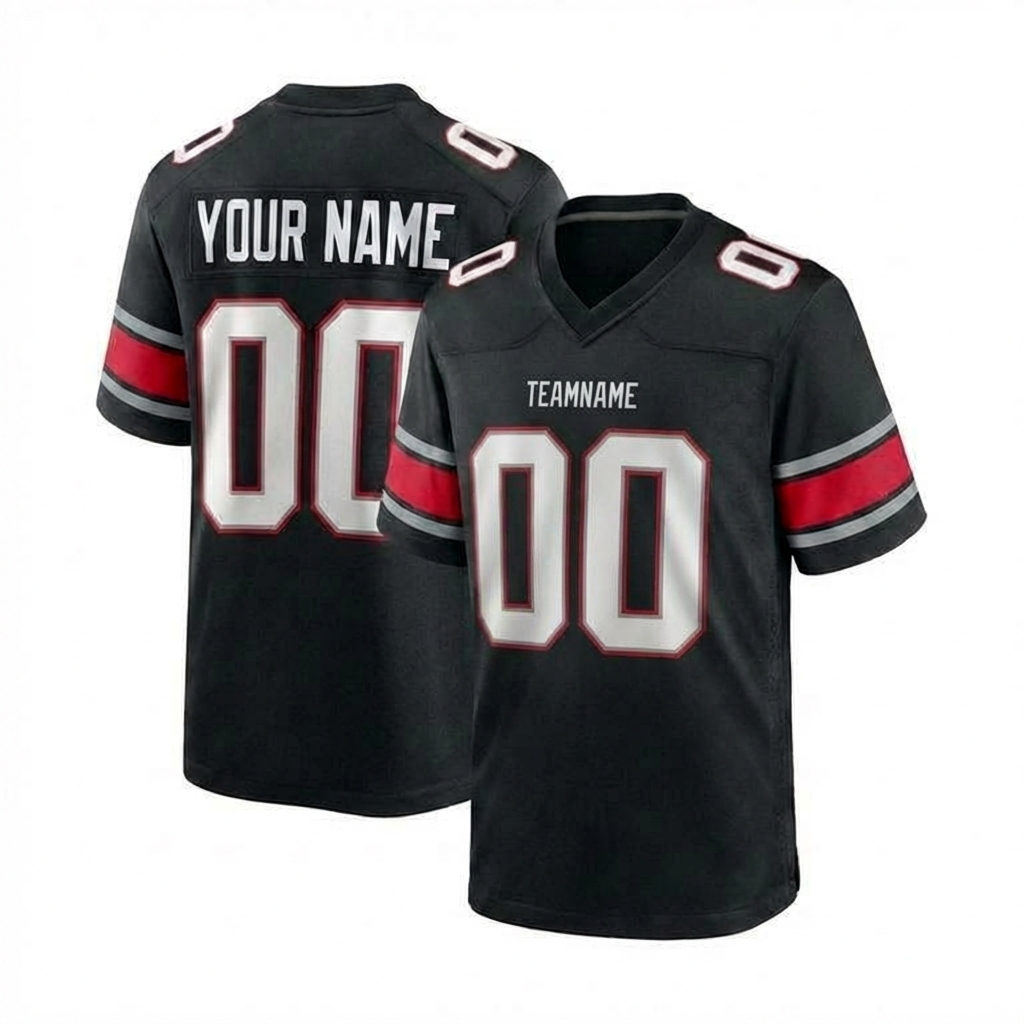 Custom Black & White/Grey-Red Football Jersey
