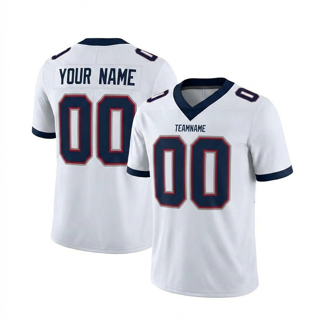 Custom White & Navy/Grey-Red Football Jersey