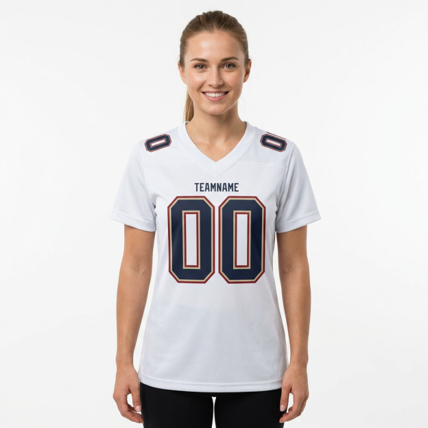 Custom White & Navy/Grey-Red Football Jersey