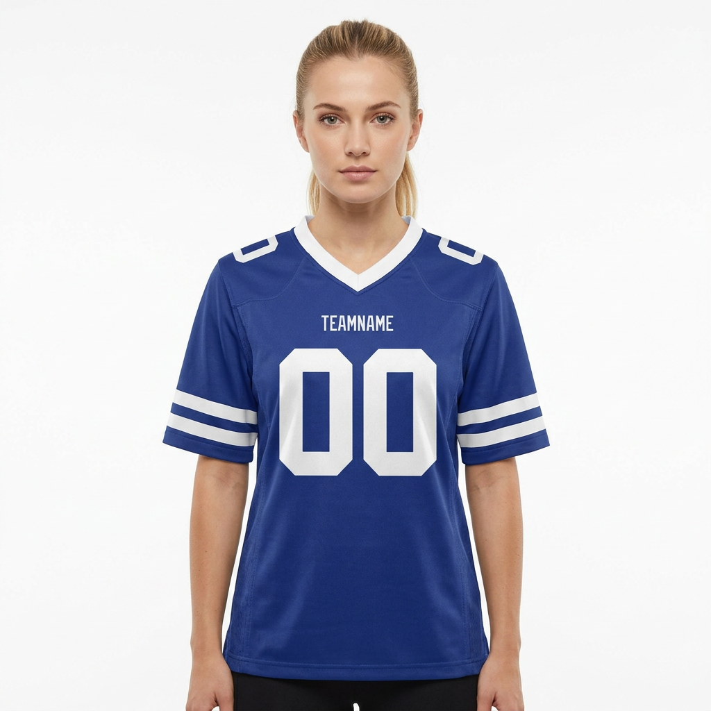 Custom Royal Blue & White Football Jersey