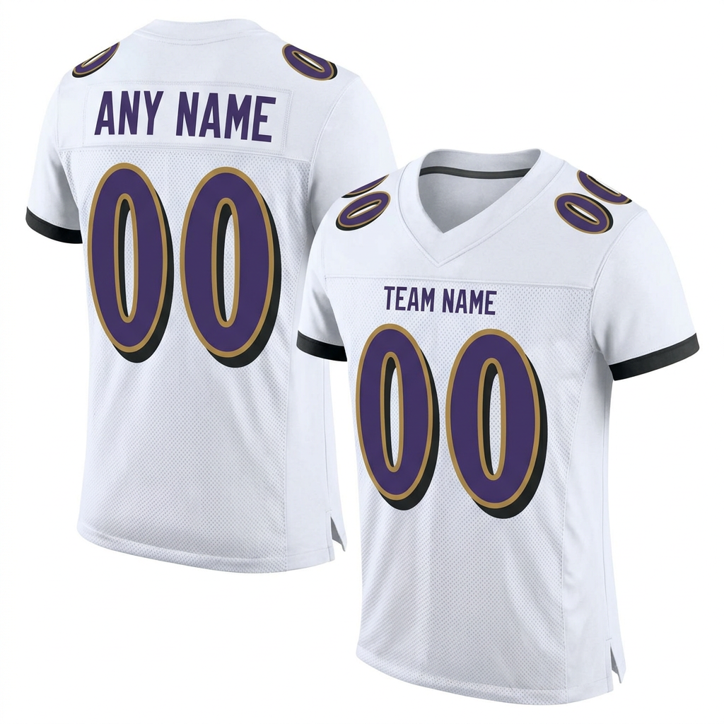 Custom White & Purple/Gold Football Jersey