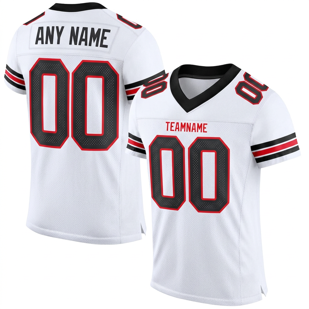 Custom White & Black/Red Football Jersey