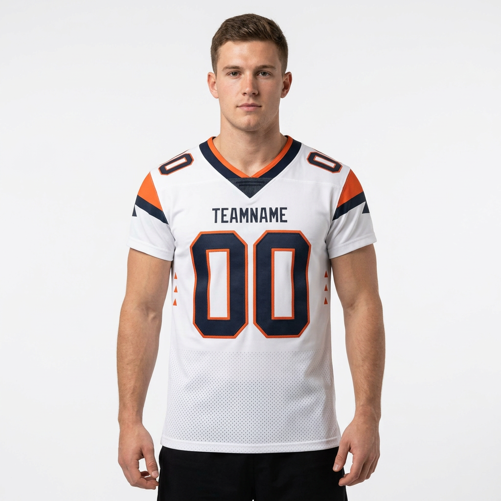 Custom White & Black/Orange Football Jersey