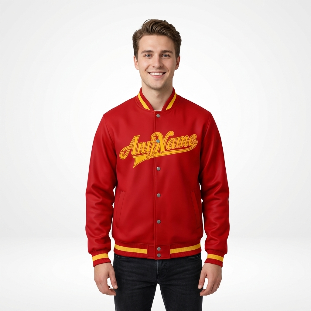 Custom Red & Yellow/White Full-Snap Fleece Jacket