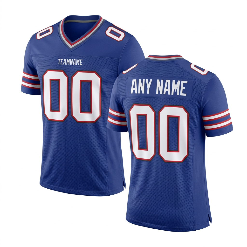 Custom Royal Blue & White/Red Football Jersey