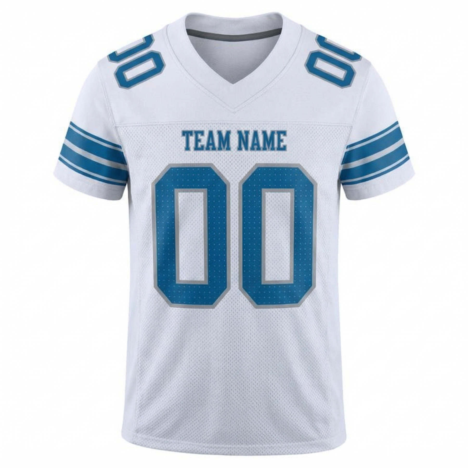 Custom White & Powder Blue/Sliver Football Jersey
