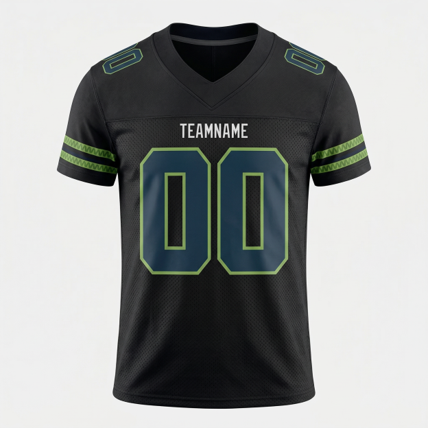 Custom Black & Royal/Green Football Jersey