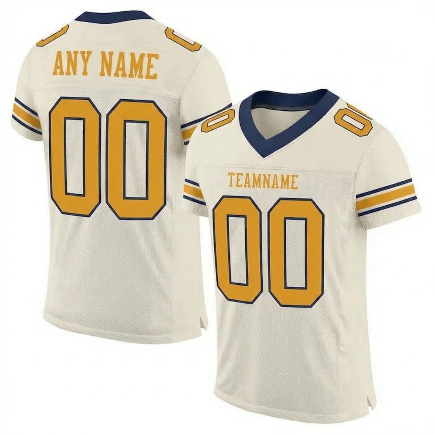 Custom Cream & Gold/Navy Football Jersey