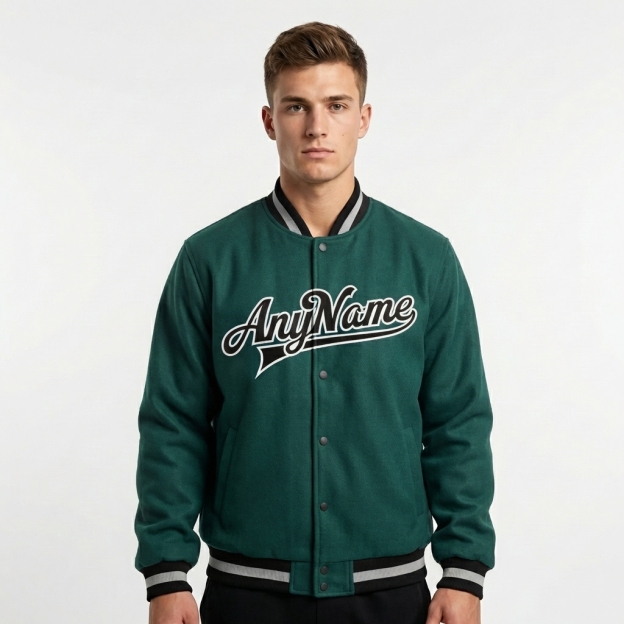 Custom Midnight Green & Black/White Full-Snap Fleece Jacket