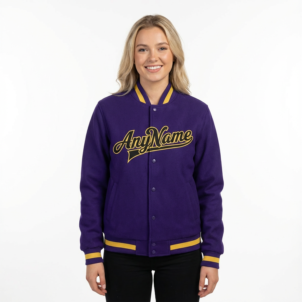 Custom Purple & Black/Gold Full-Snap Fleece Jacket