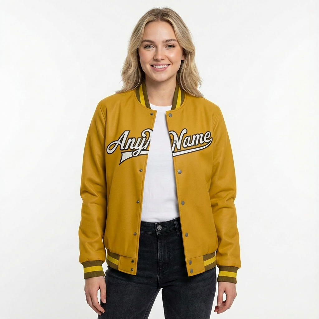 Custom Gold & White/Black Full-Snap Fleece Jacket