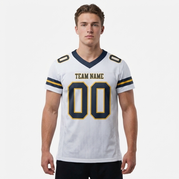 Custom White & Black/Gold Football Jersey