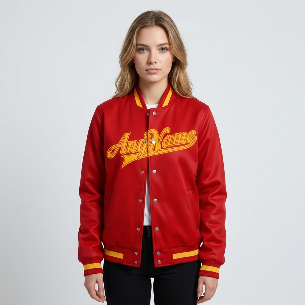 Custom Red & Yellow/White Full-Snap Fleece Jacket