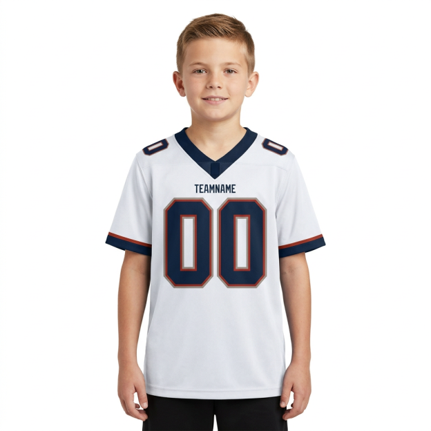 Custom White & Navy/Grey-Red Football Jersey