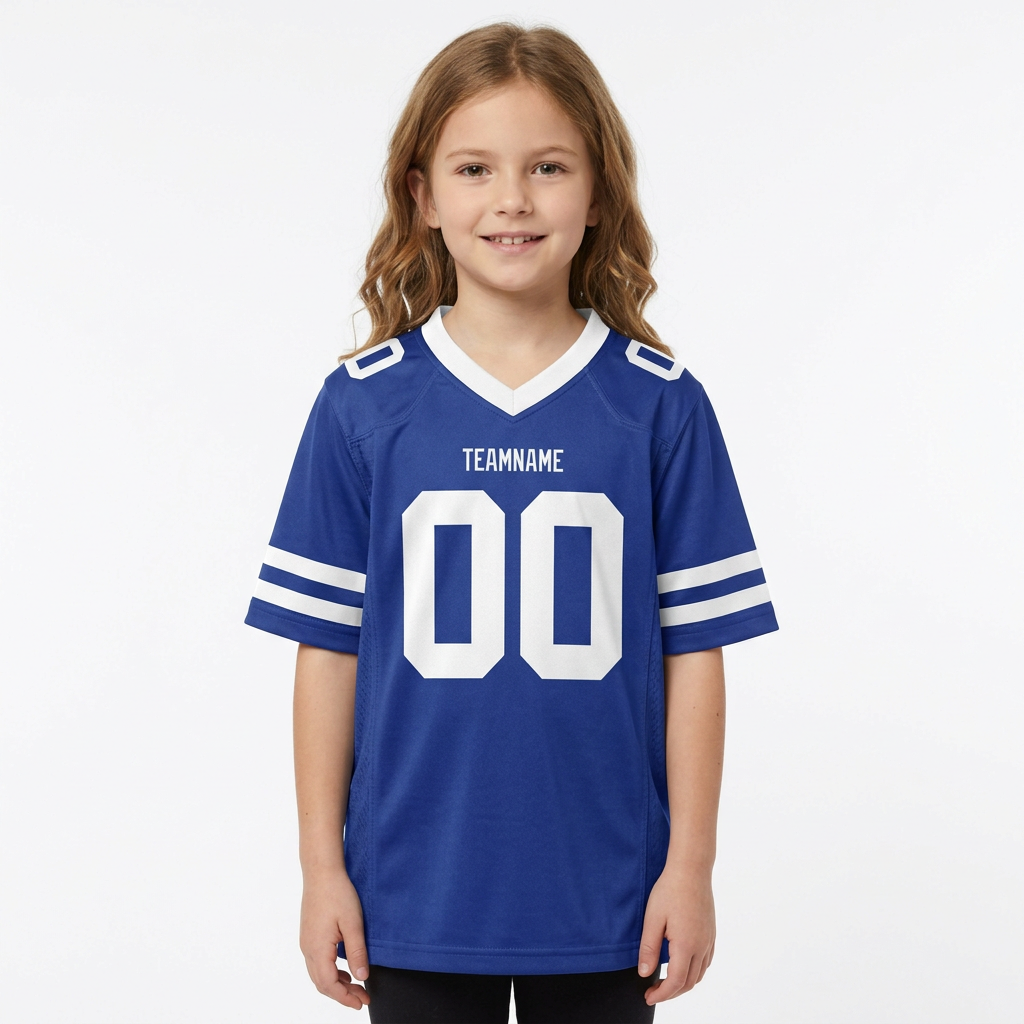 Custom Royal Blue & White Football Jersey