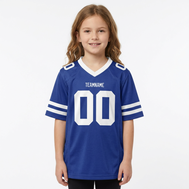 Custom Royal Blue & White Football Jersey