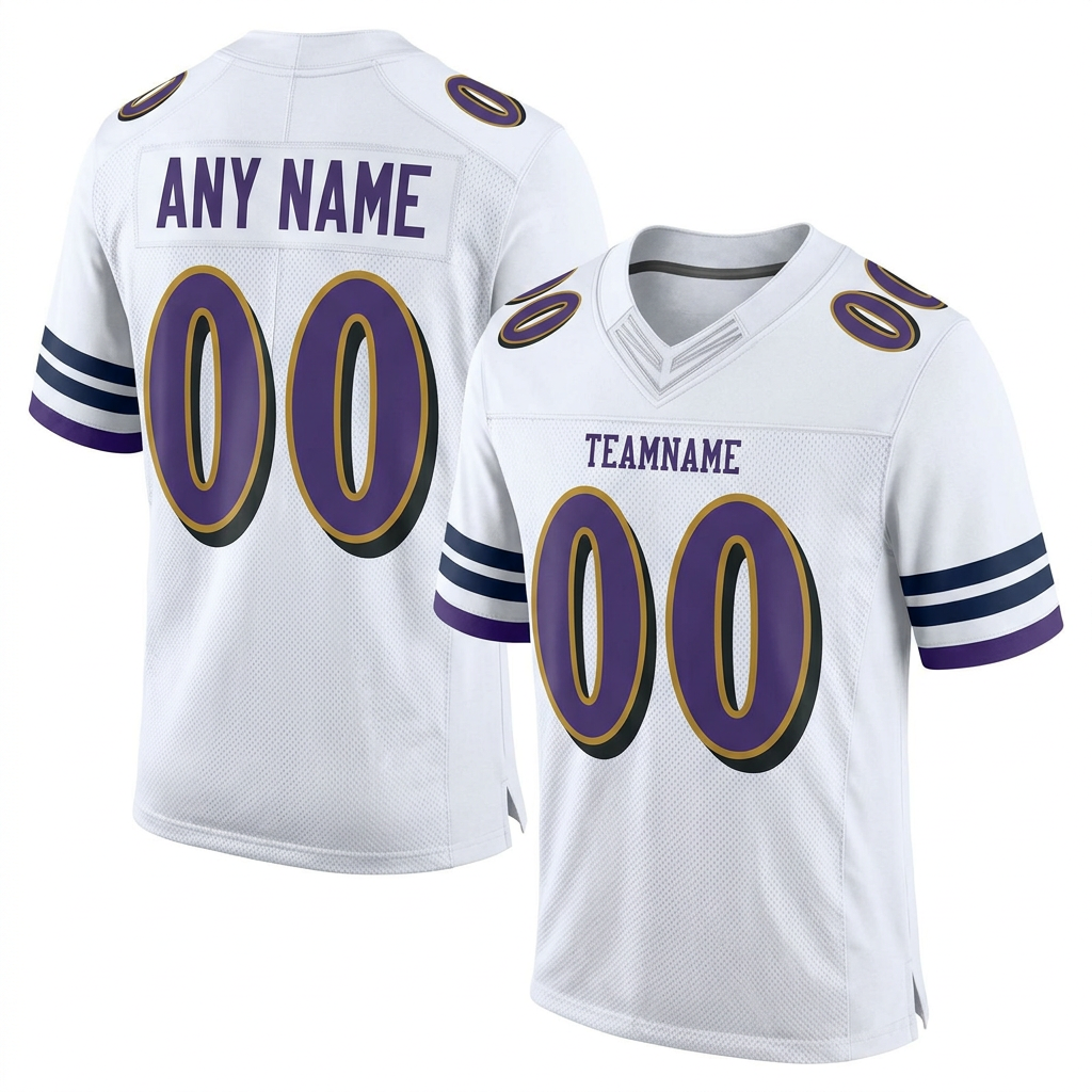 Custom White & Purple/Gold Football Jersey