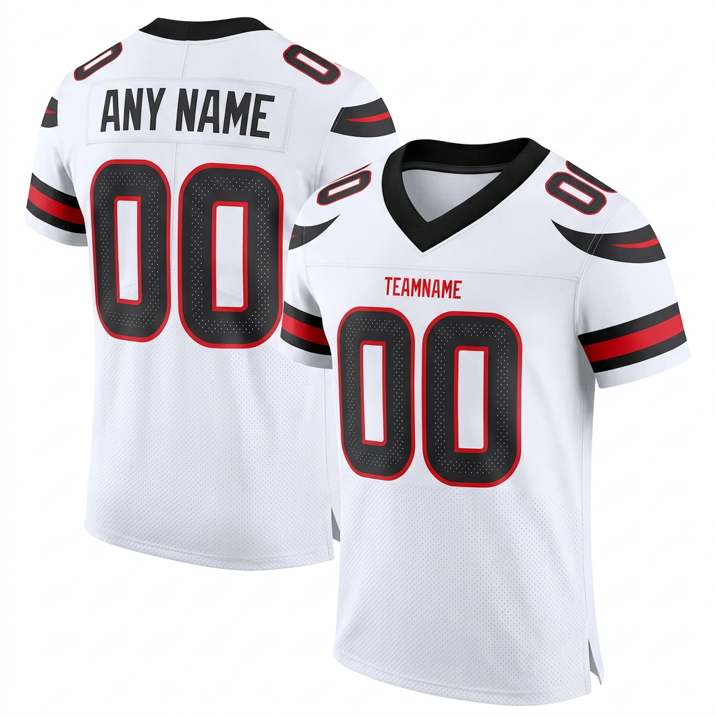Custom White & Black/Red Football Jersey