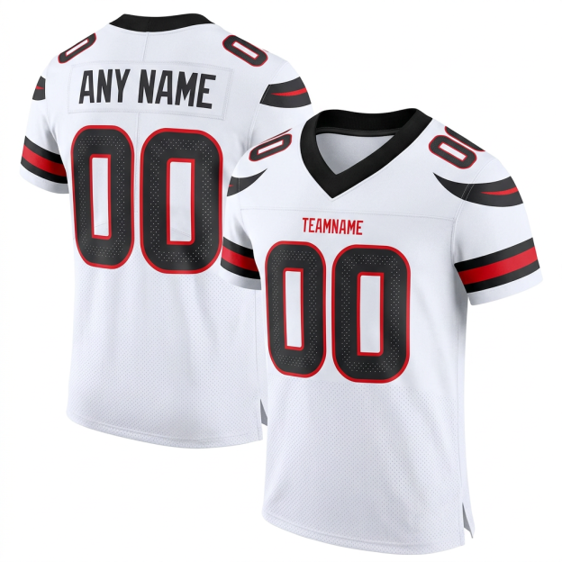 Custom White & Black/Red Football Jersey
