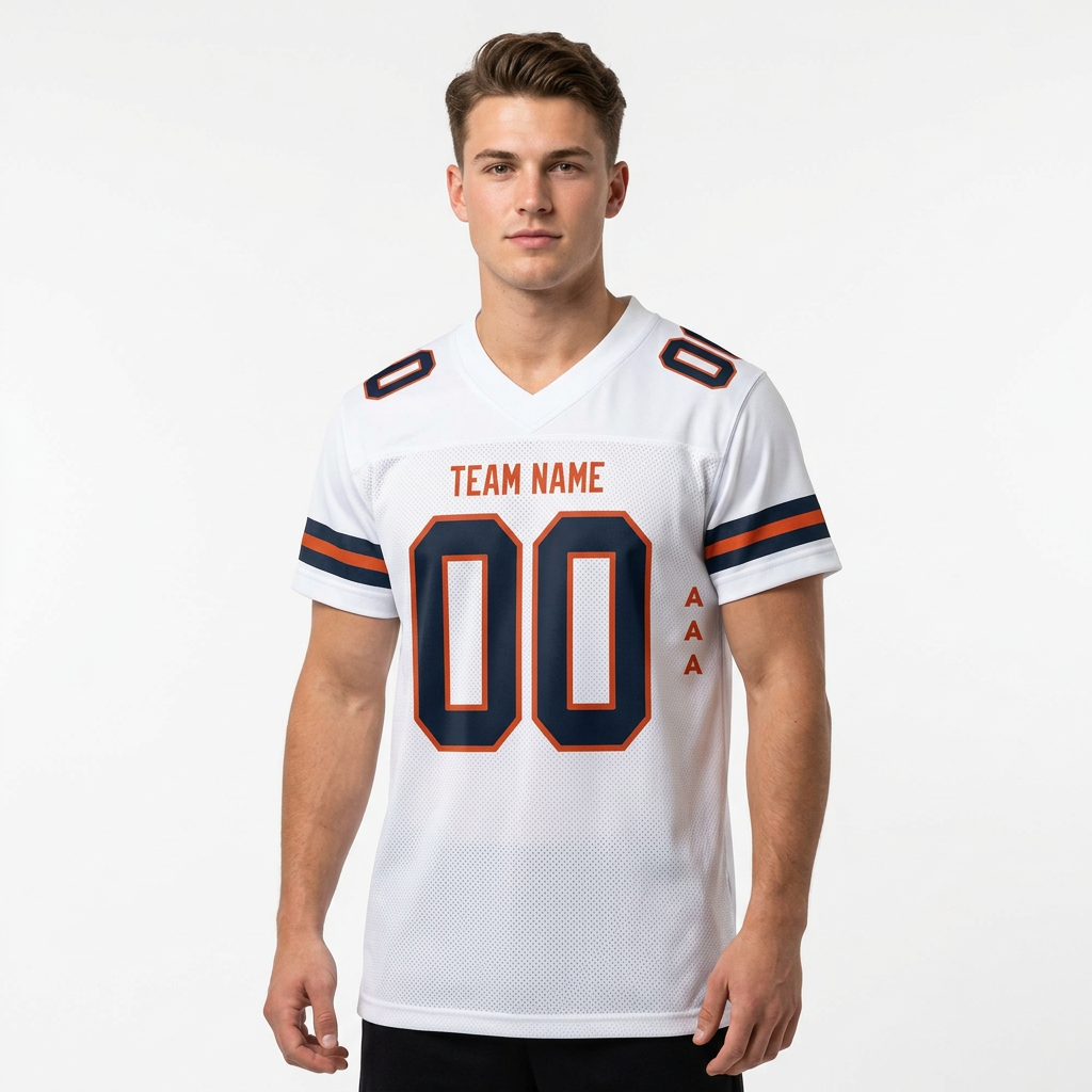 Custom White & Black/Orange Football Jersey