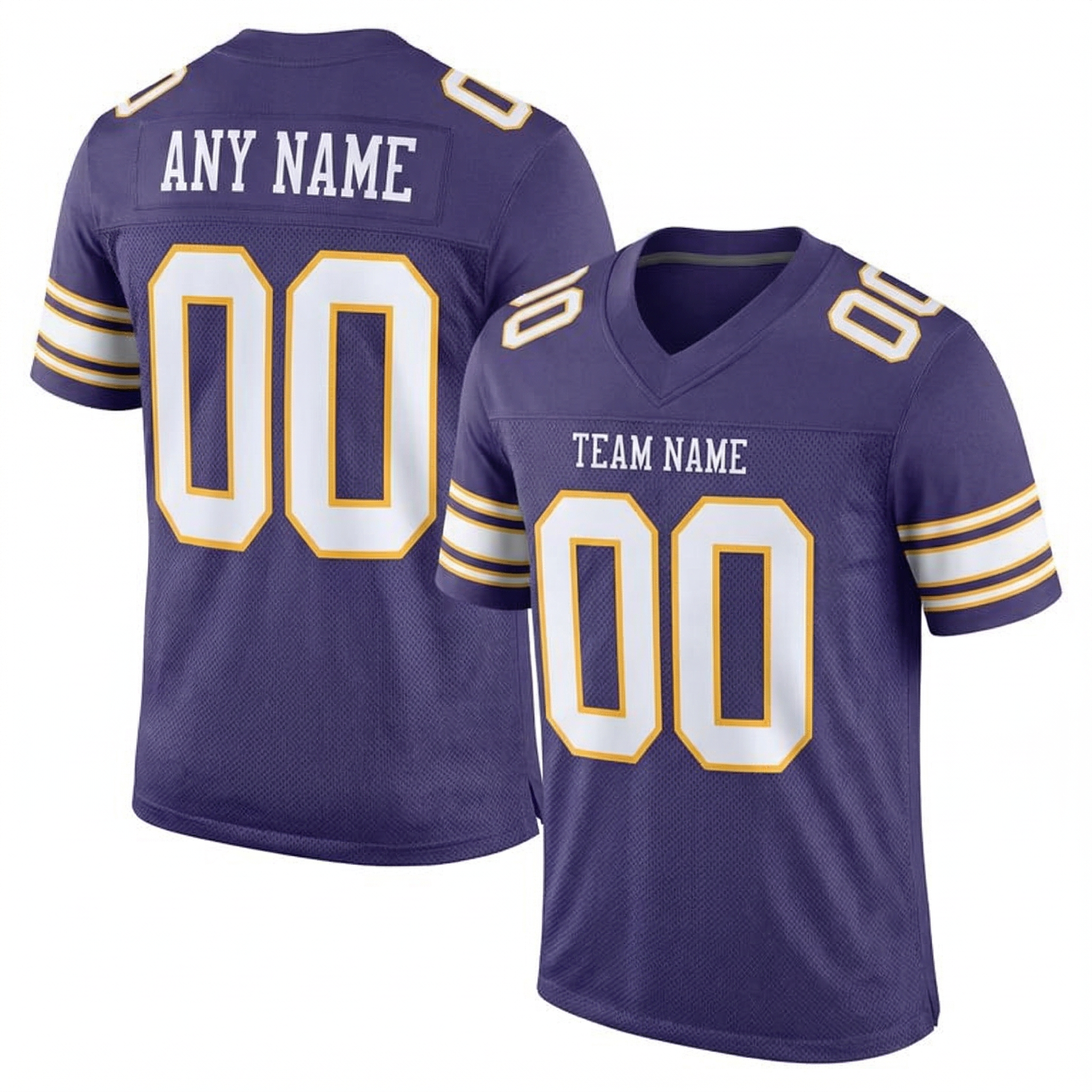 Custom Purple & White/Gold Football Jersey