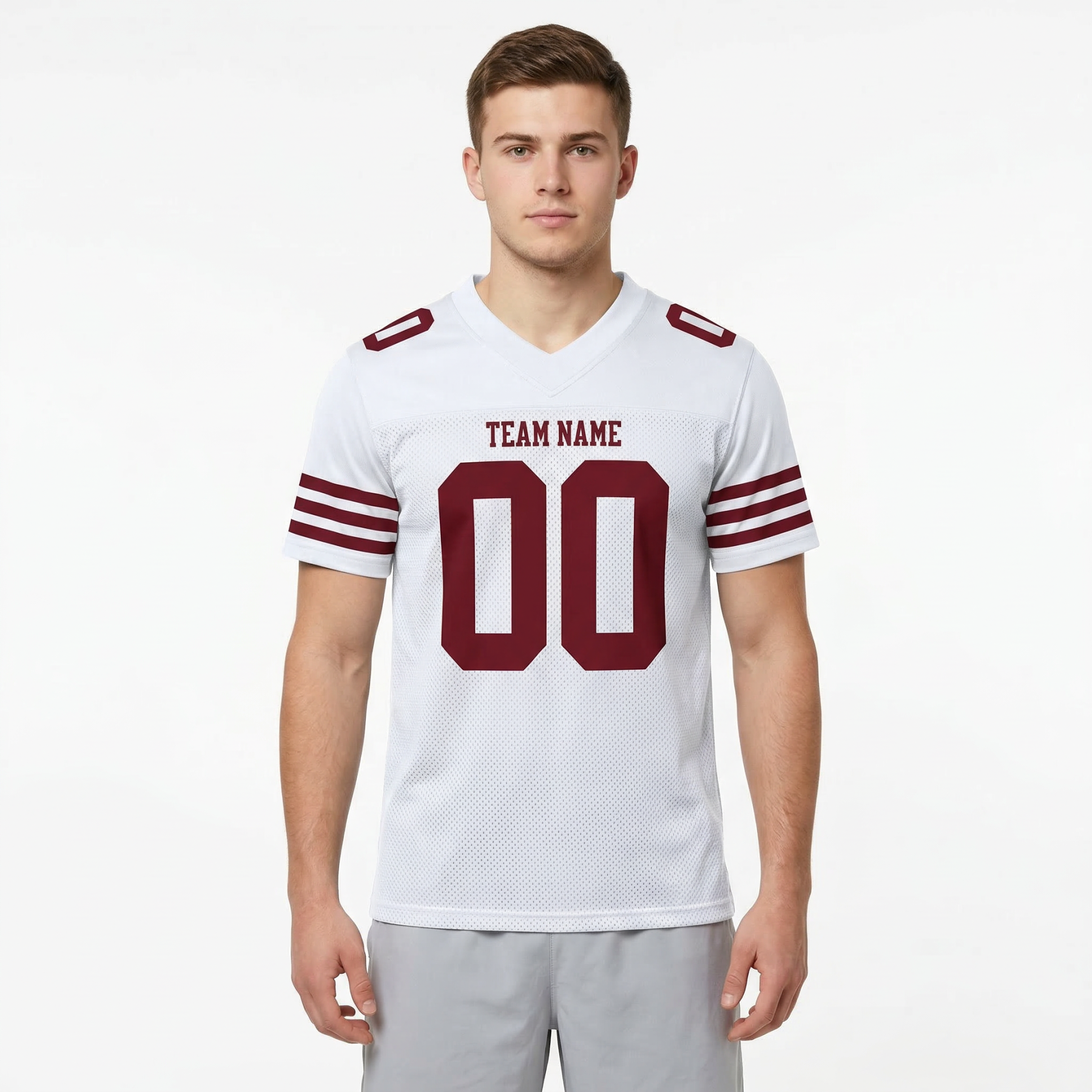 Custom White & Red Football Jersey