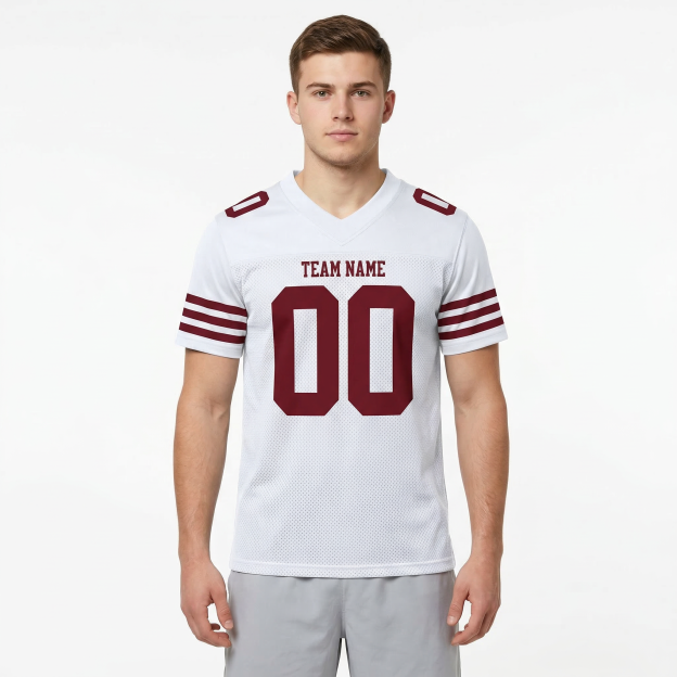 Custom White & Red Football Jersey