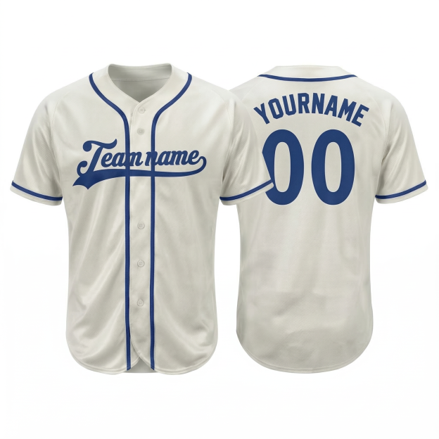 Custom White & Royal Blue Classic Fashion Baseball Jersey