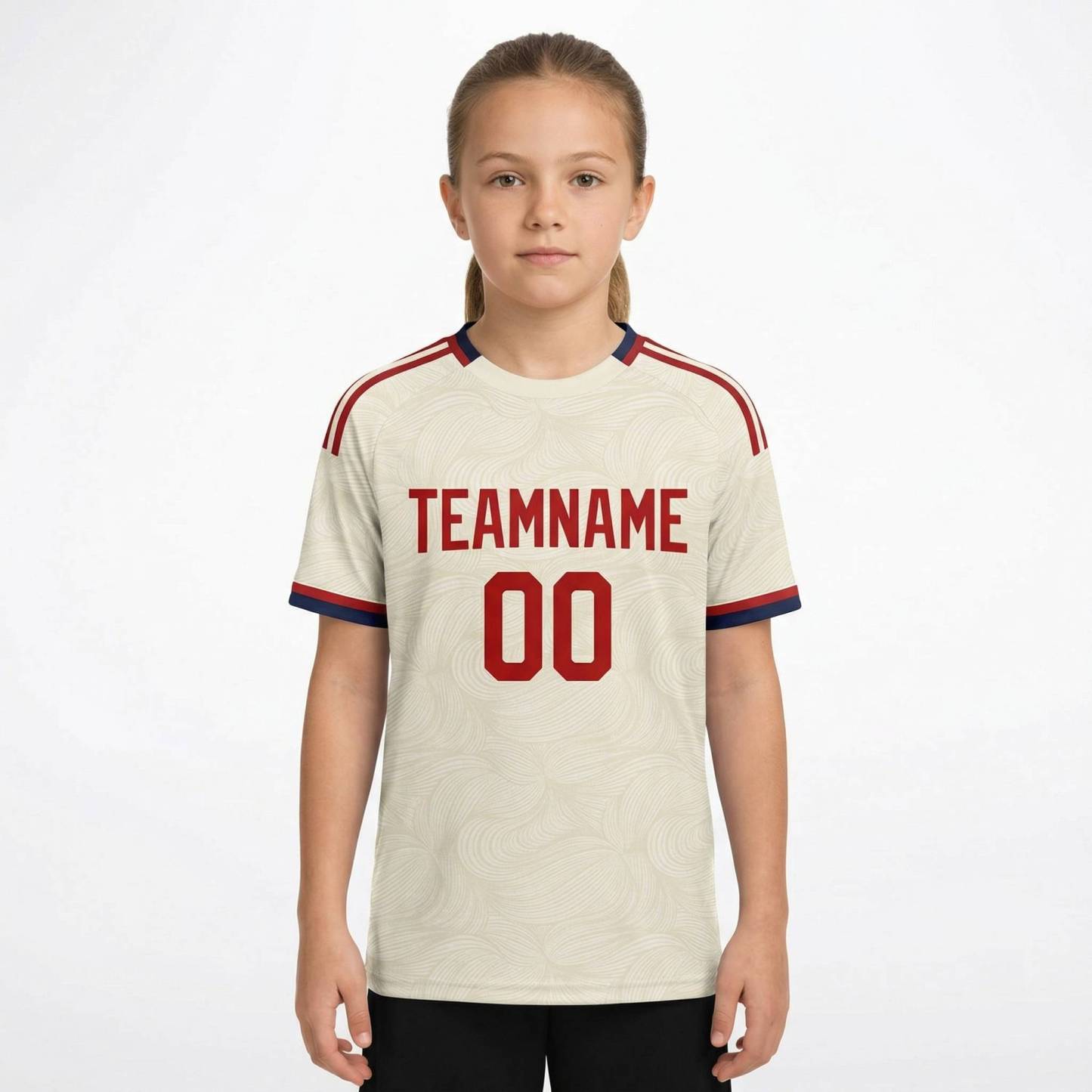 Custom White & Red/Navy Custom Soccer Jersey