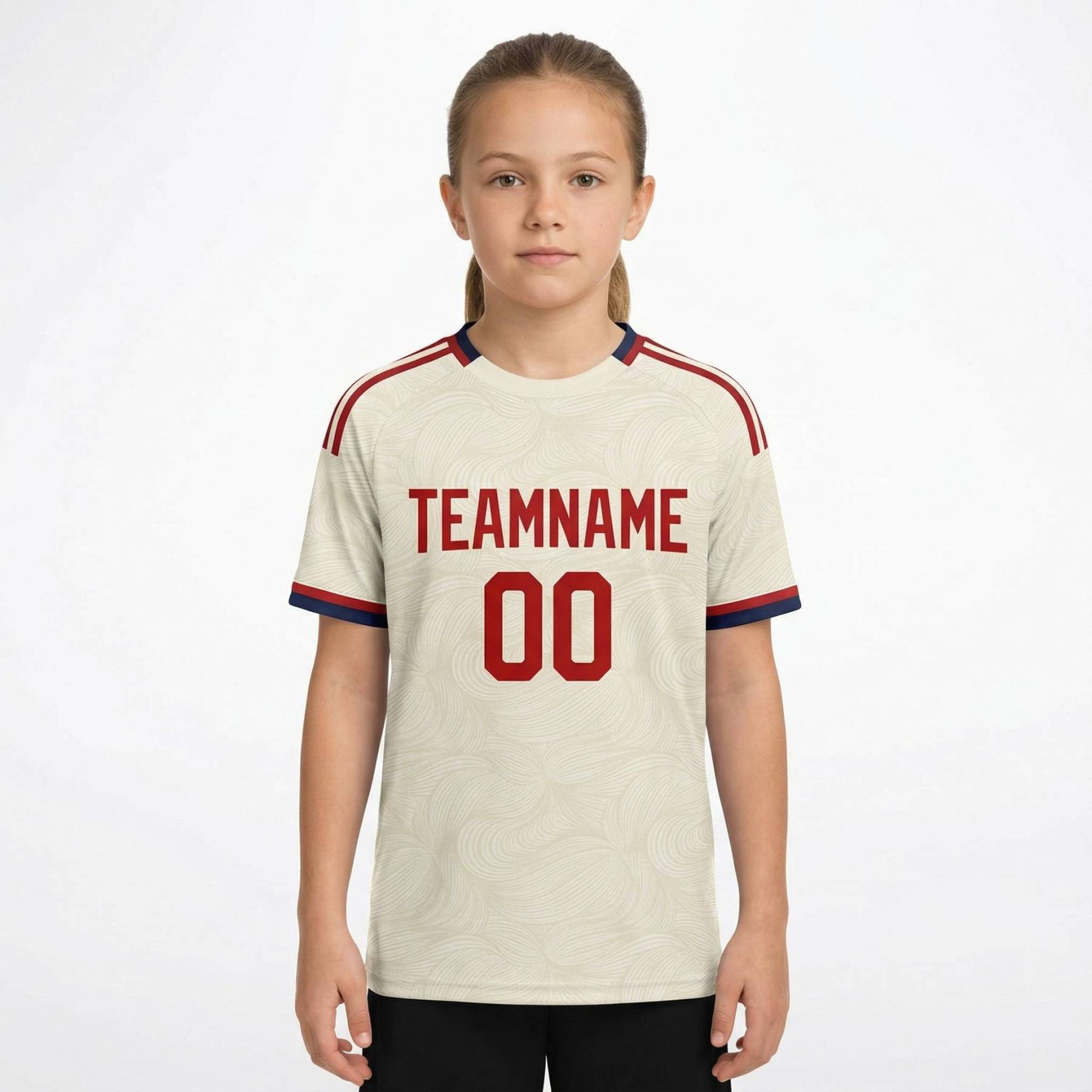 Custom White & Red/Navy Custom Soccer Jersey