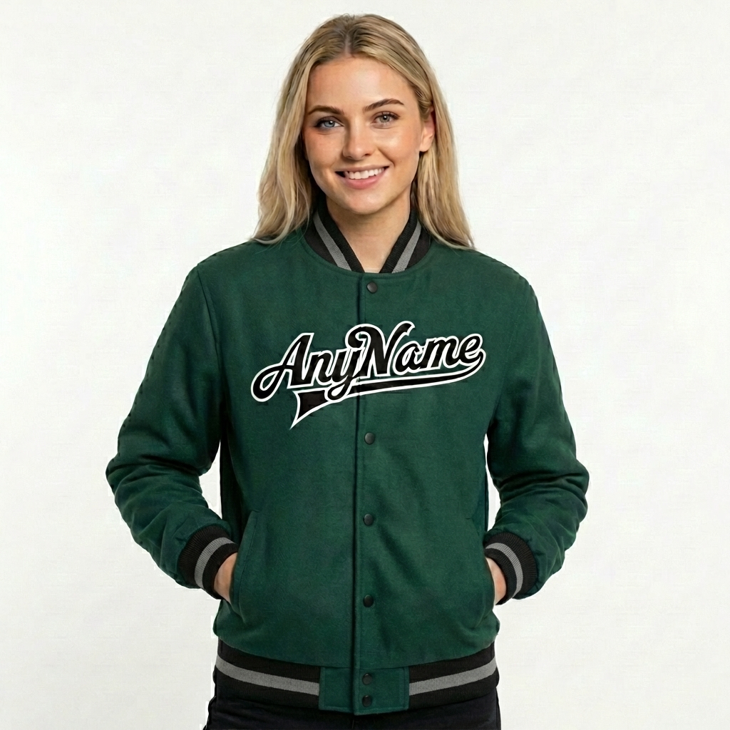 Custom Midnight Green & Black/White Full-Snap Fleece Jacket