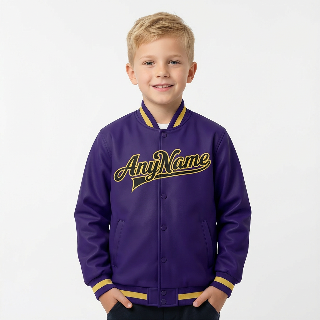 Custom Purple & Black/Gold Full-Snap Fleece Jacket