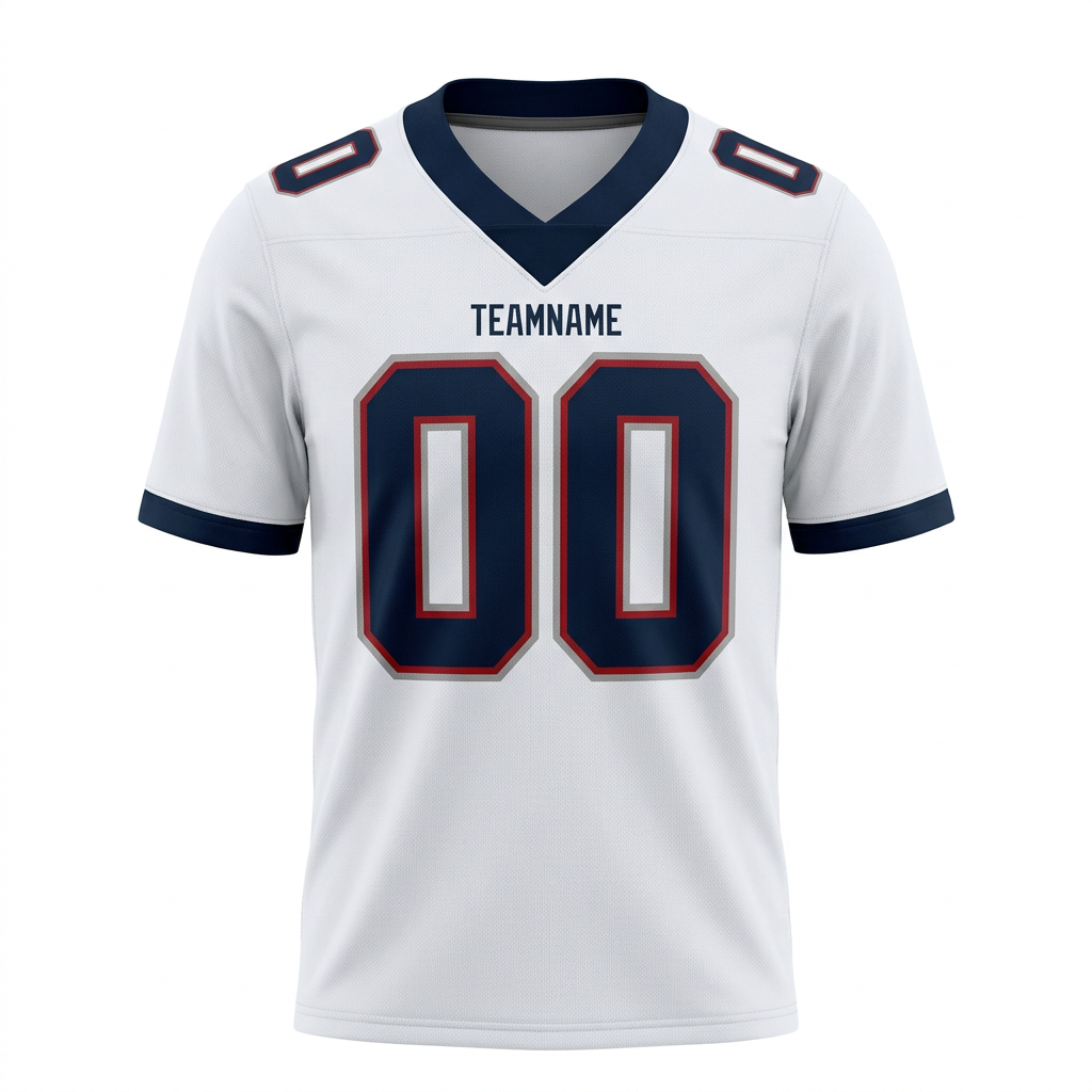 Custom White & Navy/Grey-Red Football Jersey
