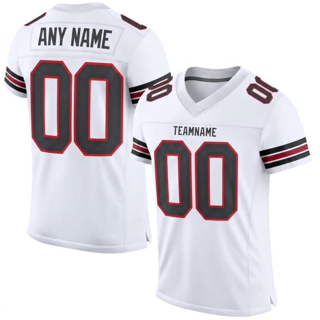 Custom White & Black/Red Football Jersey