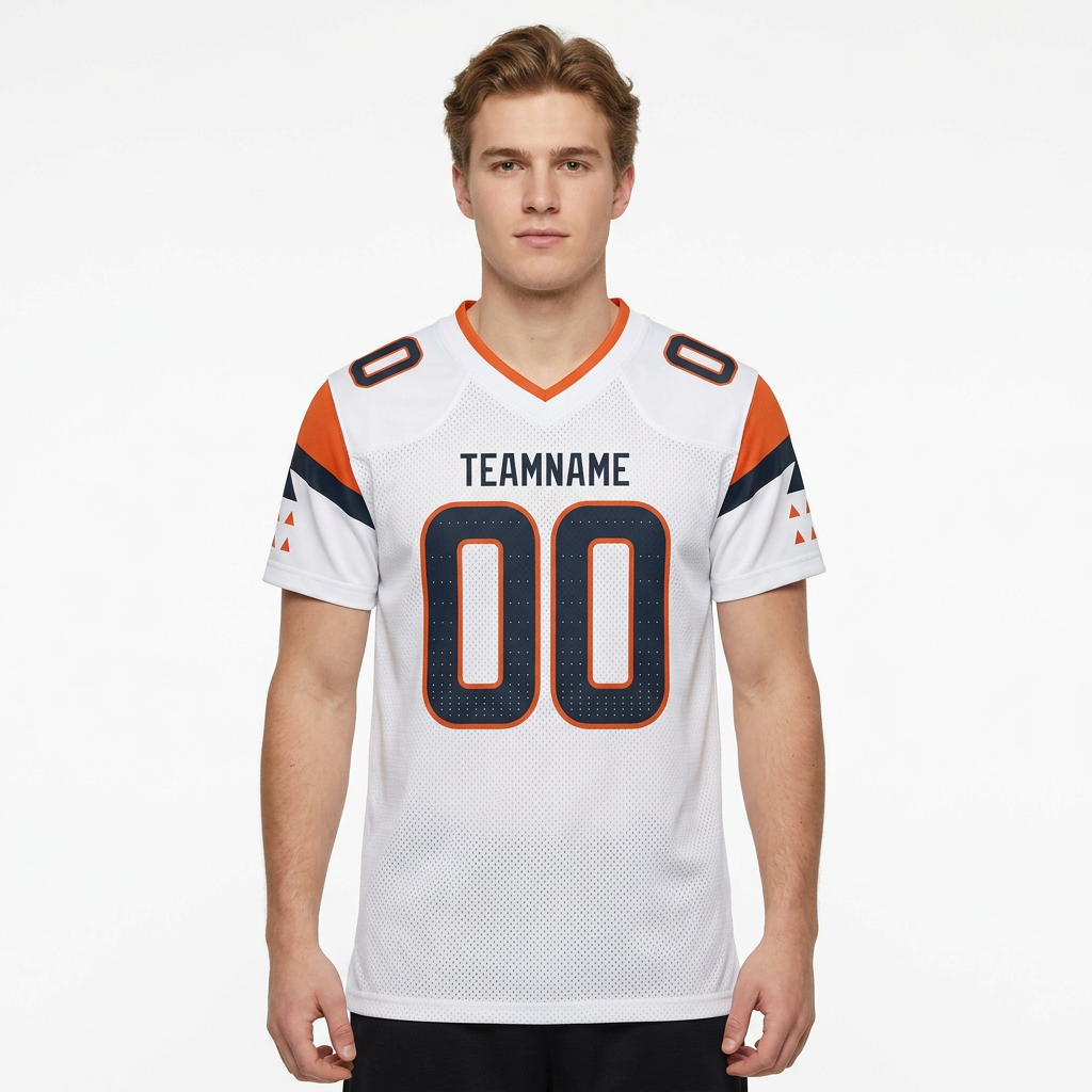 Custom White & Black/Orange Football Jersey