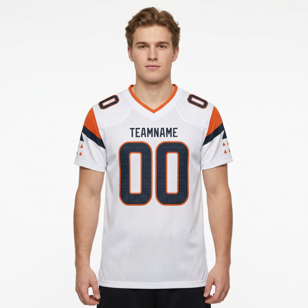 Custom White & Black/Orange Football Jersey