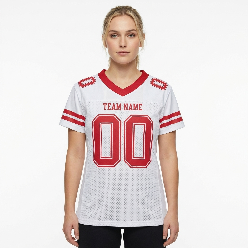 Custom White & Red Football Jersey