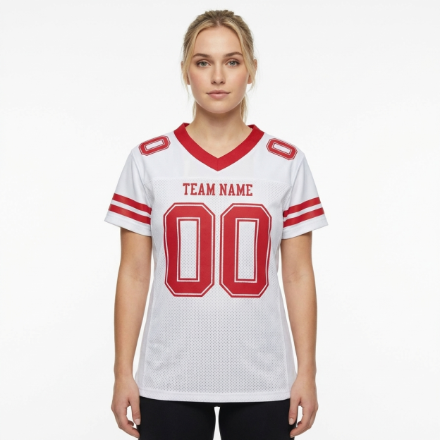 Custom White & Red Football Jersey