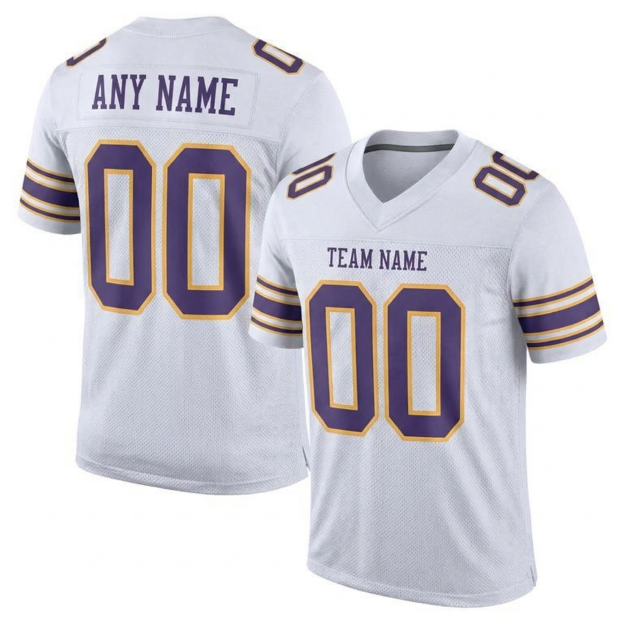 Custom White & Purple/Gold Football Jersey