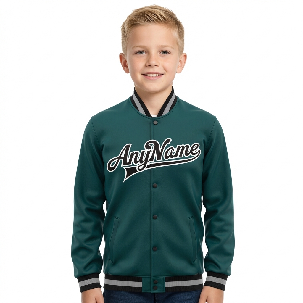 Custom Midnight Green & Black/White Full-Snap Fleece Jacket