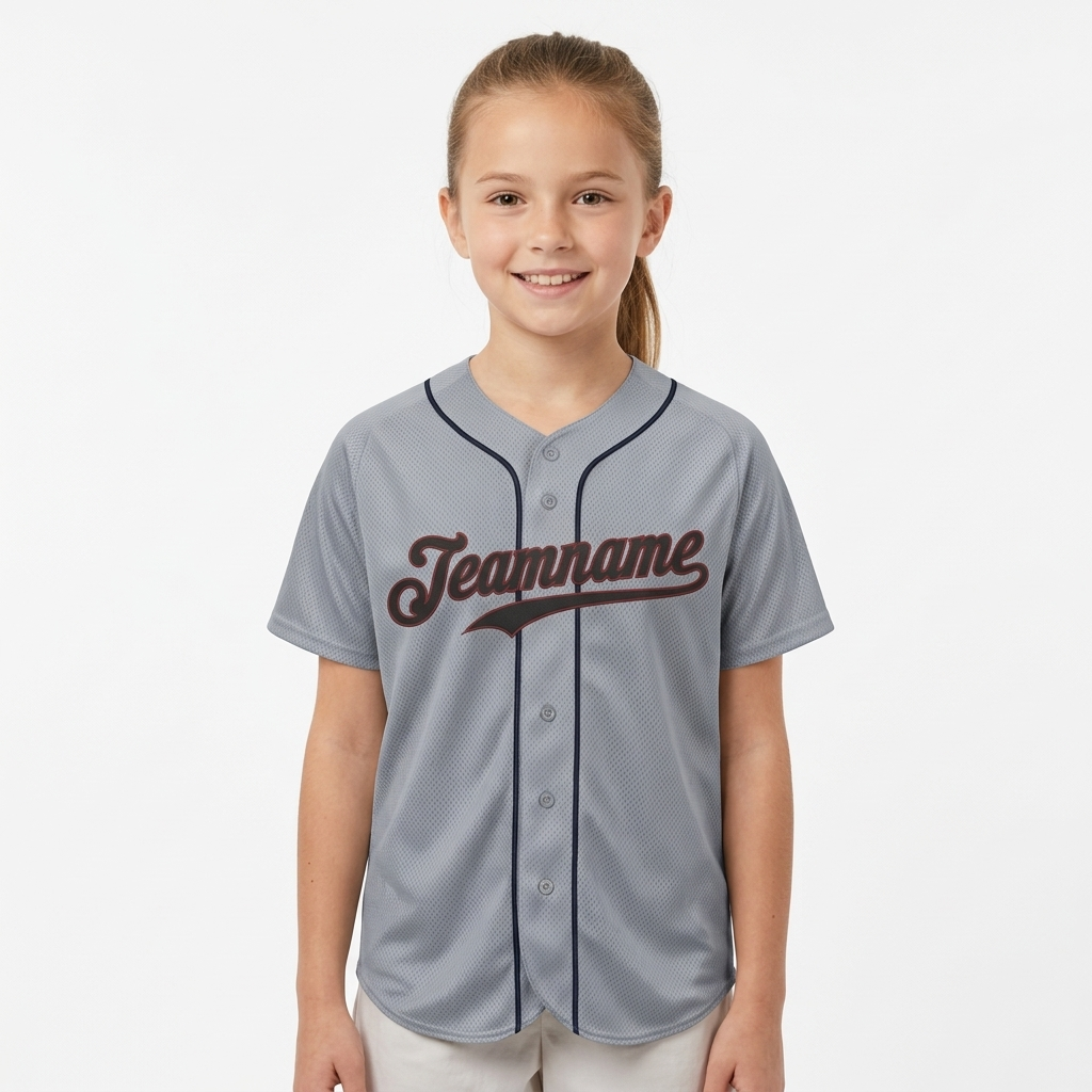 Custom Grey & Red/Black Classic Fashion Baseball Jersey