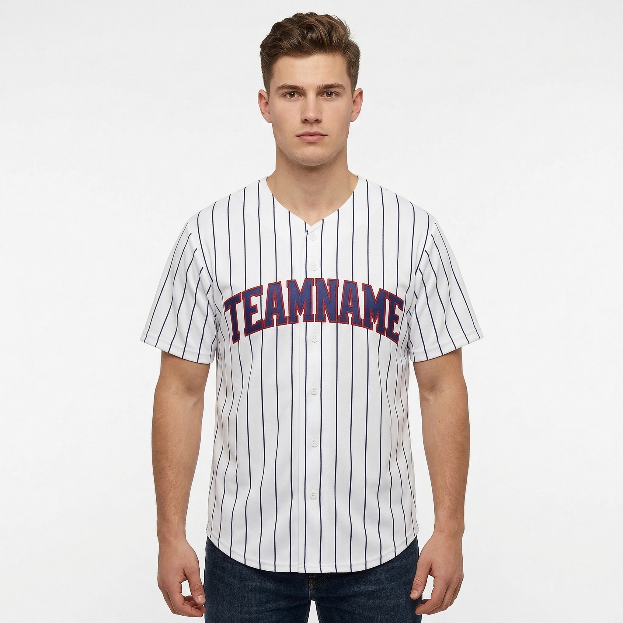 Custom White & Royal Pinstripes Classic Fashion Baseball Jersey