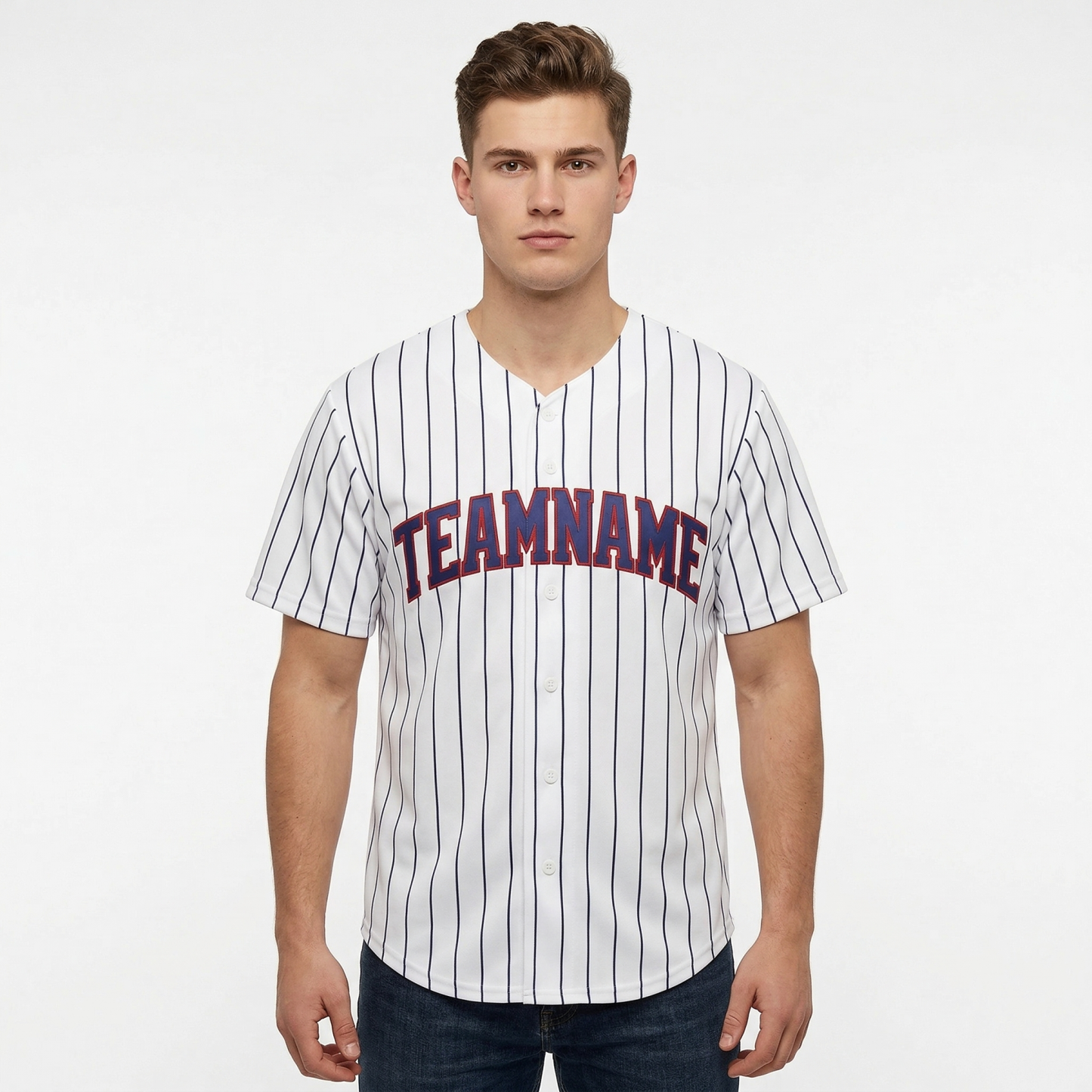 Custom White & Royal Pinstripes Classic Fashion Baseball Jersey