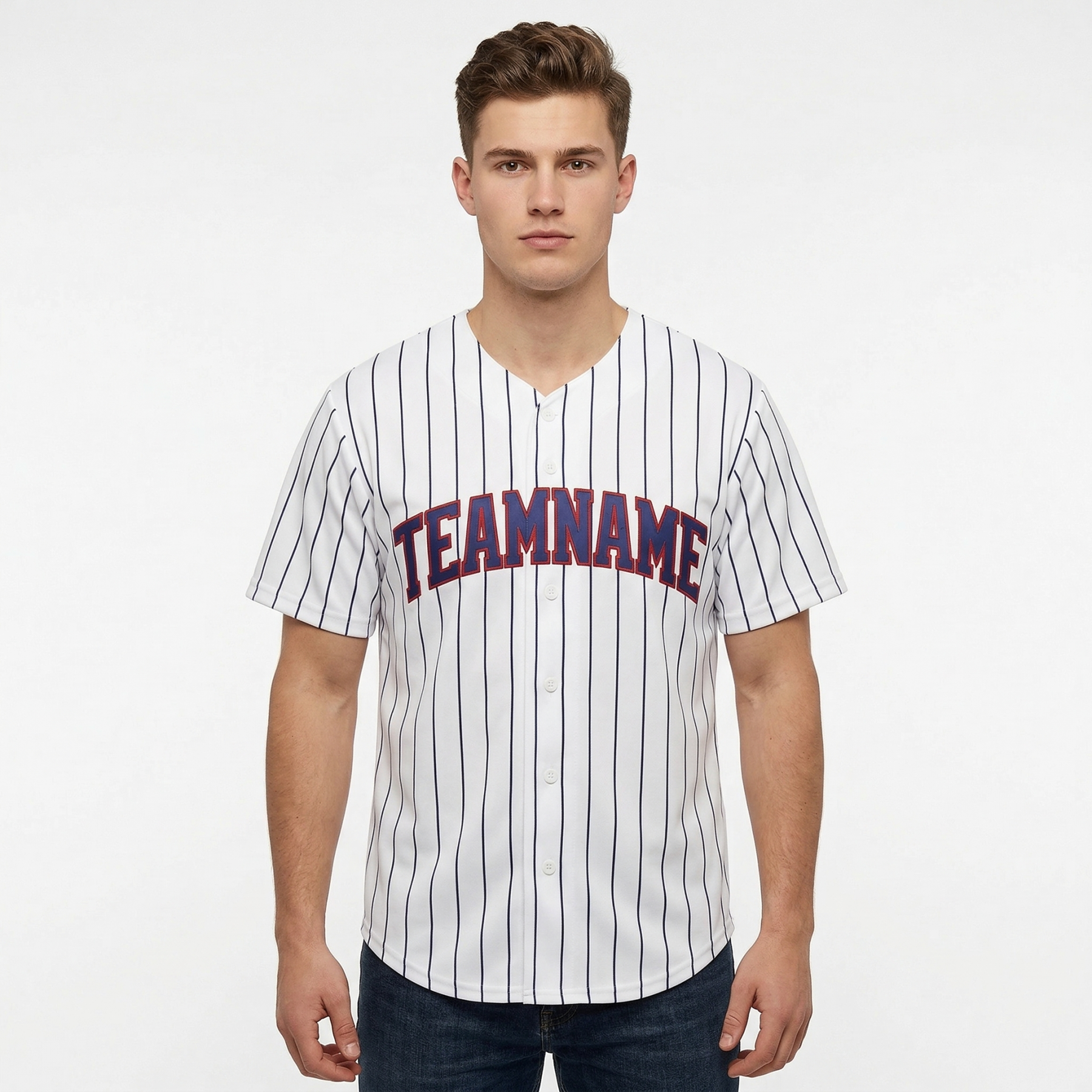 Custom White & Royal Pinstripes Classic Fashion Baseball Jersey