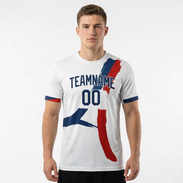 Custom White & Navy/Red Custom Soccer Jersey