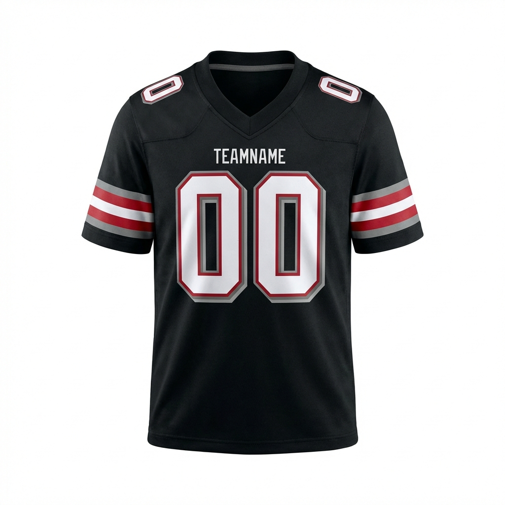 Custom Black & White/Grey-Red Football Jersey