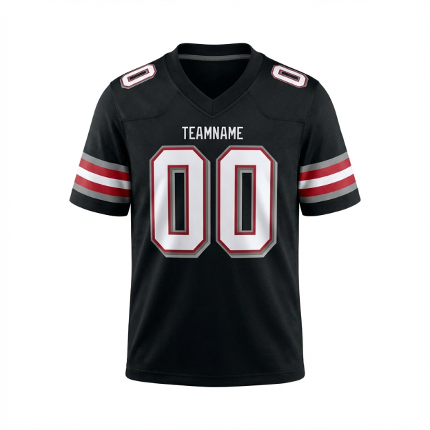 Custom Black & White/Grey-Red Football Jersey