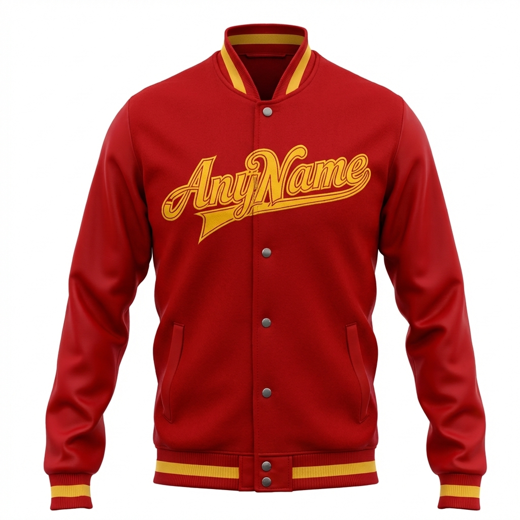 Custom Red & Yellow/White Full-Snap Fleece Jacket