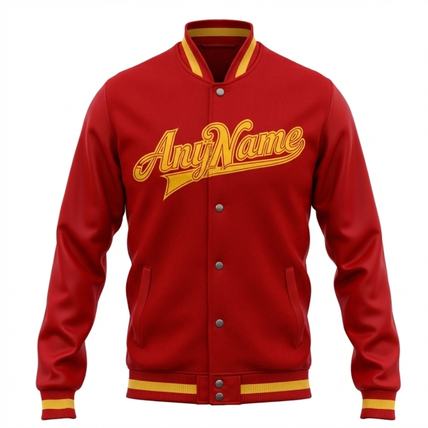Custom Red & Yellow/White Full-Snap Fleece Jacket