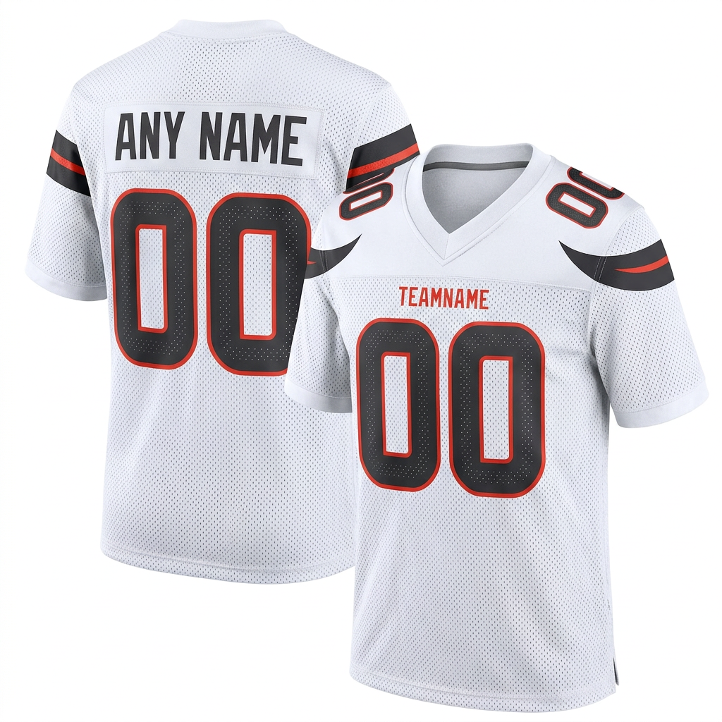 Custom White & Black/Red Football Jersey